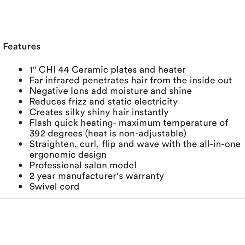 Original 1'' Ceramic Hairstyling Iron by CHI